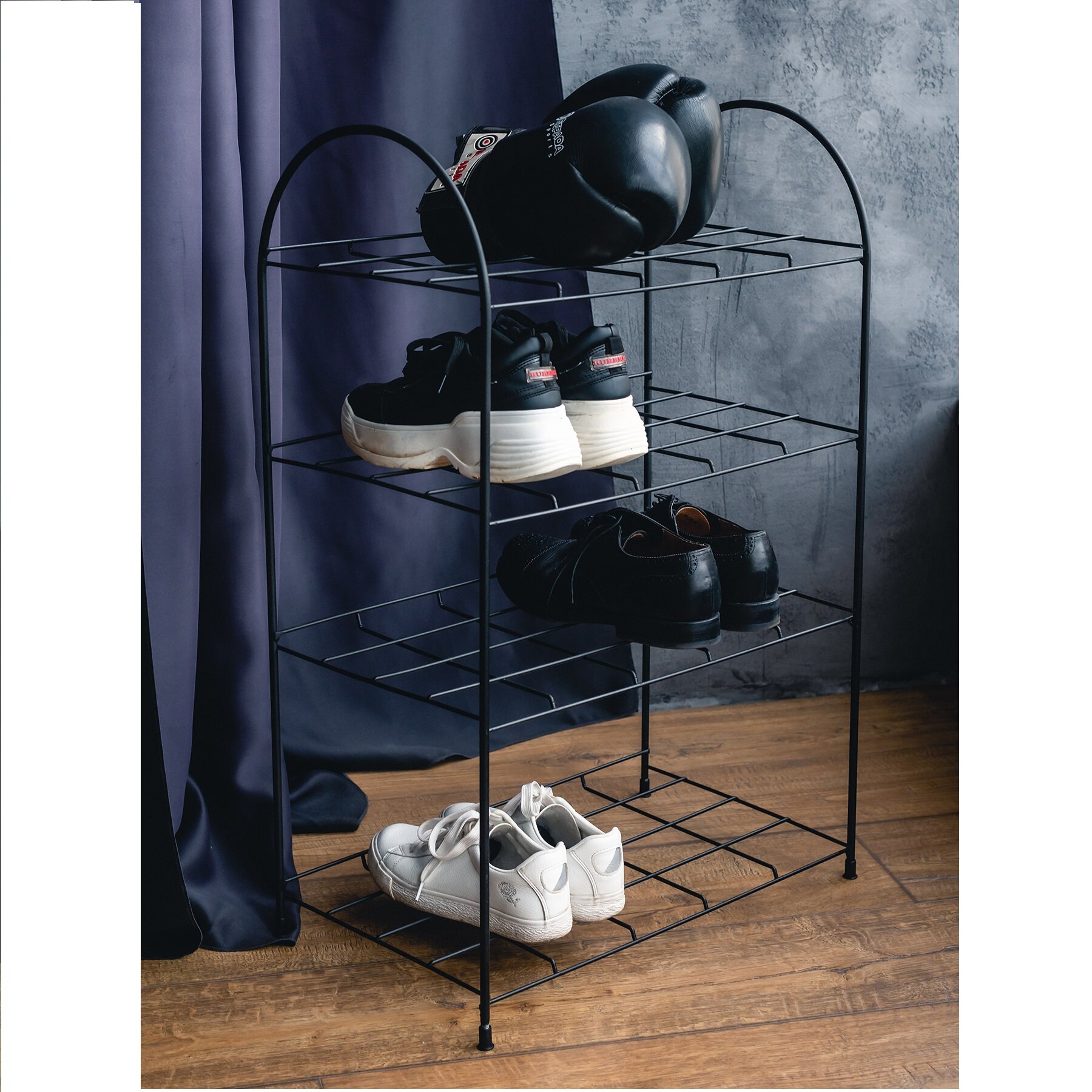 Обувница ilwi INT-W-PO-P-1-N/1 черная металлическая в стиле лофт, подарок на день рождения