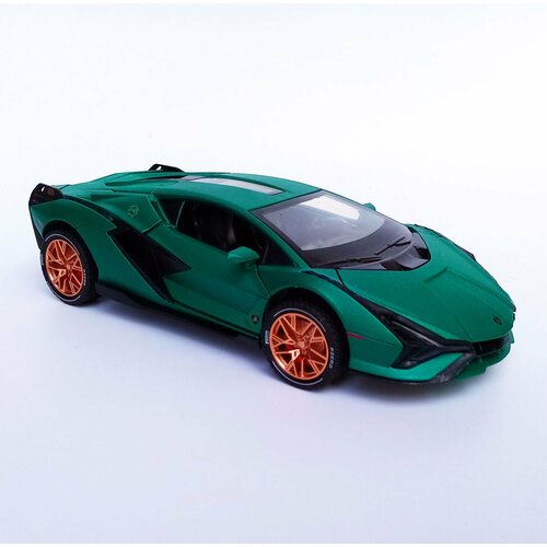 Металлическая модель Lamborghini Sian с выхлопом зеленый. Ламба Сиан с дымом