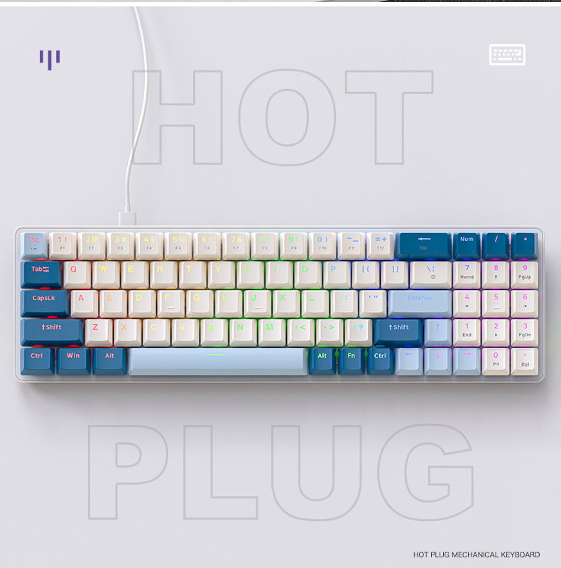 Клавиатура механическая проводная Wolf K65 Hot-Swap игровая русская/английская для компьютера ноутбука Gaming game keyboard usb светящаяся