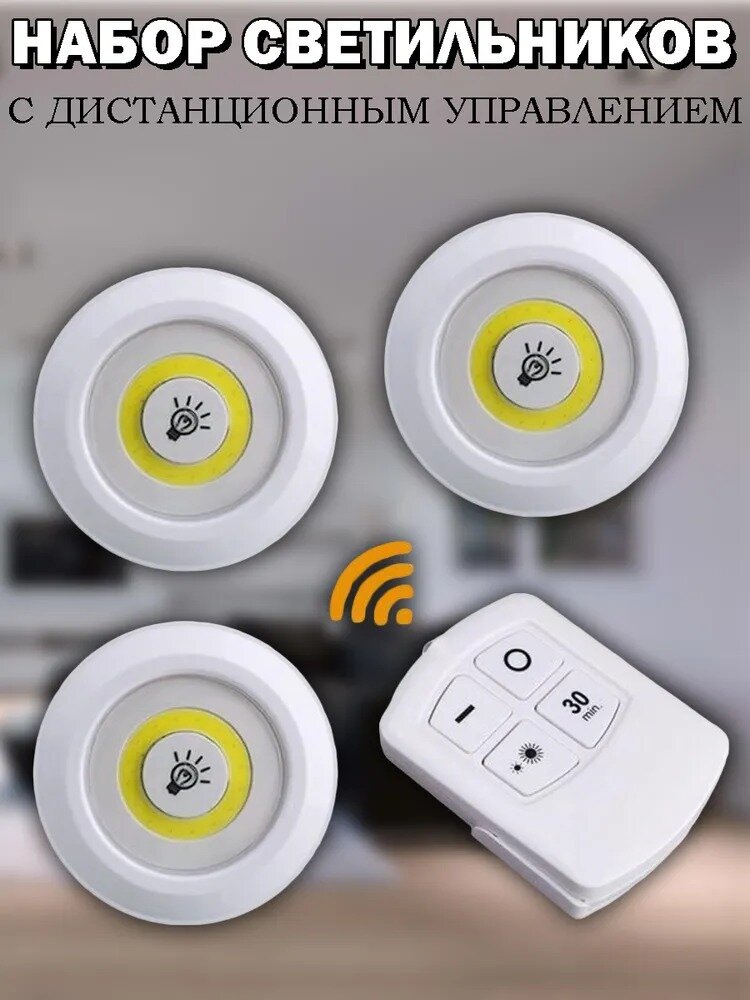 Беспроводной светодиодный светильник с пультом управления для кухни и шкафа