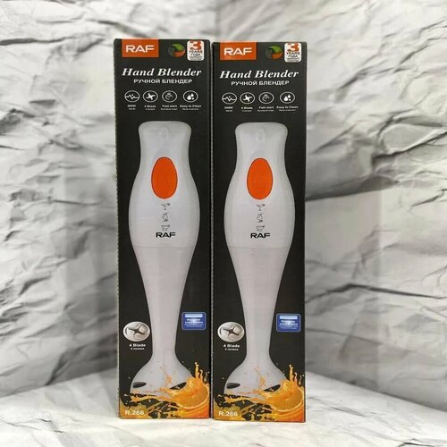 Блендер RAF погружной с насадкой 80 Вт 1-скоростной защита от перегрева БелыйКнопочка красная 85700₽