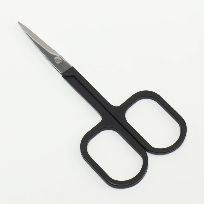 Ножницы маникюрные с прорезиненными ручками прямые 9 см цвет серебристый/чёрный