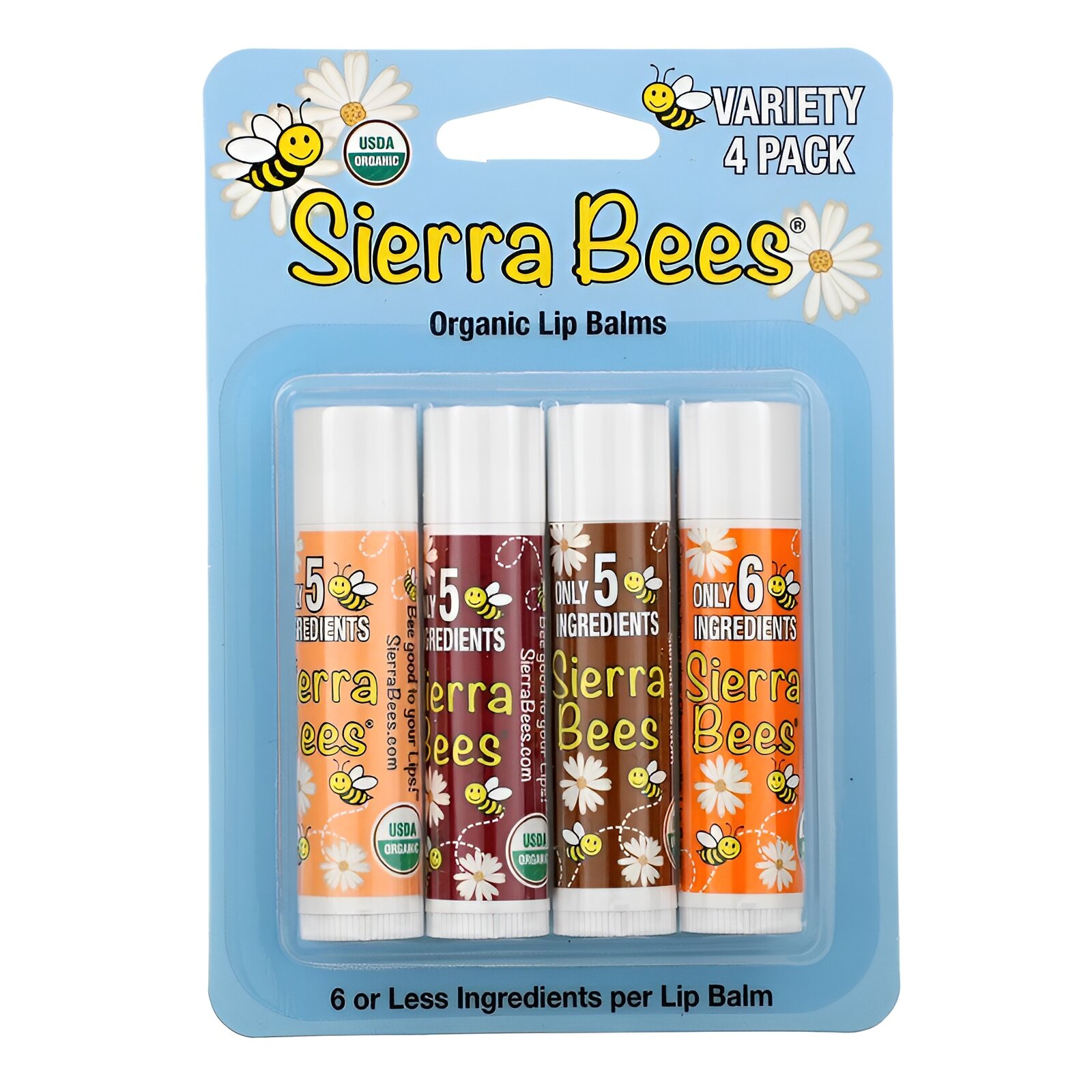 Sierra Bees, Органические бальзамы для губ, ассорти, 4 шт, 4,25 г каждый