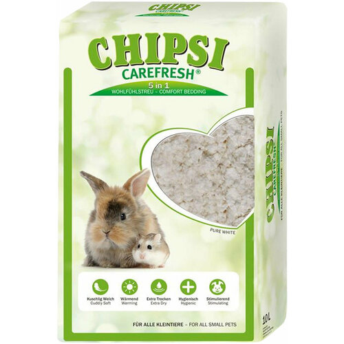 Chipsi CareFresh Pure White наполнитель-подстилка натуральный на бумажной основе для мелких домашних животных и птиц белый (10 л) carefresh chipsi original целлюлозный наполнитель для мелких домашних животных и птиц 5 л