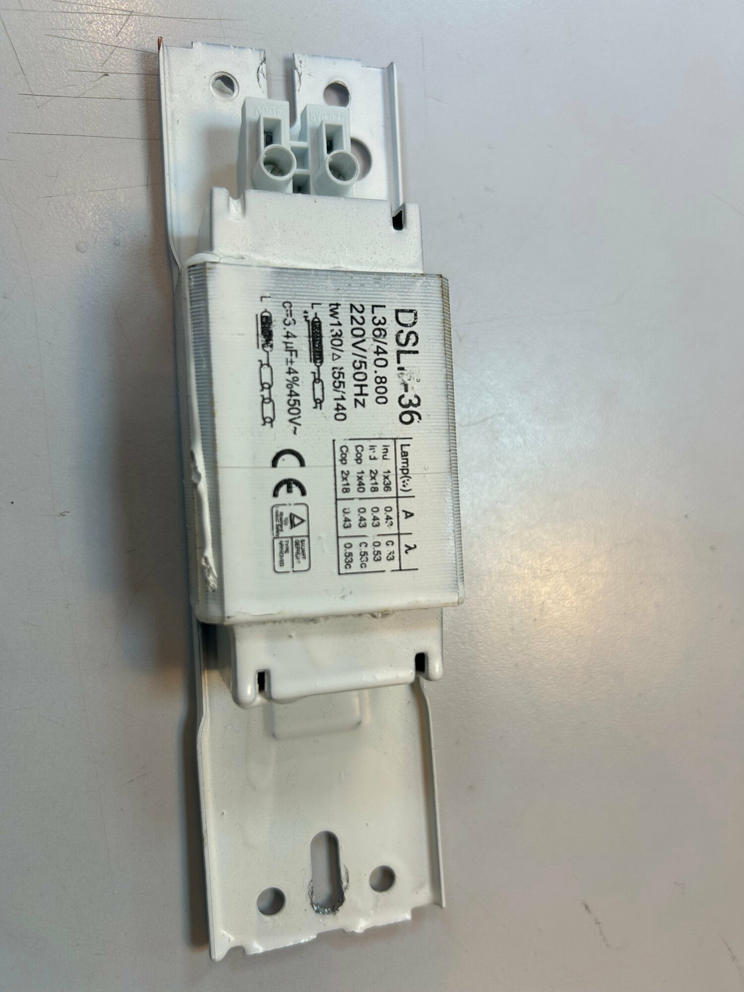 фото Дроссель электромагнитный 36W для люминесцентных ламп IP20