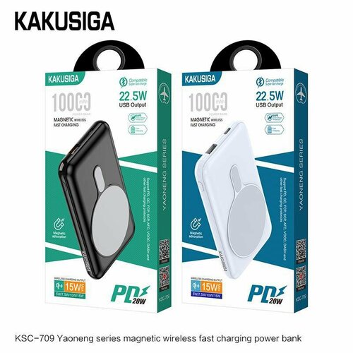Внешний аккумулятор пауер банк с беспроводной магнитной зарядкой KAKUSIGA Power BankKSC -709 15W с магнитом PD20W usb 225W 250000₽