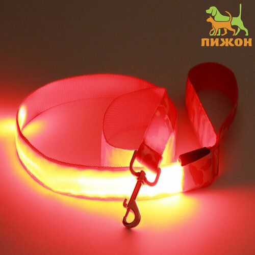 Поводок с подсветкой "Милитари", 3 режима свечения, 120 х 2,5 см, красный 9772234