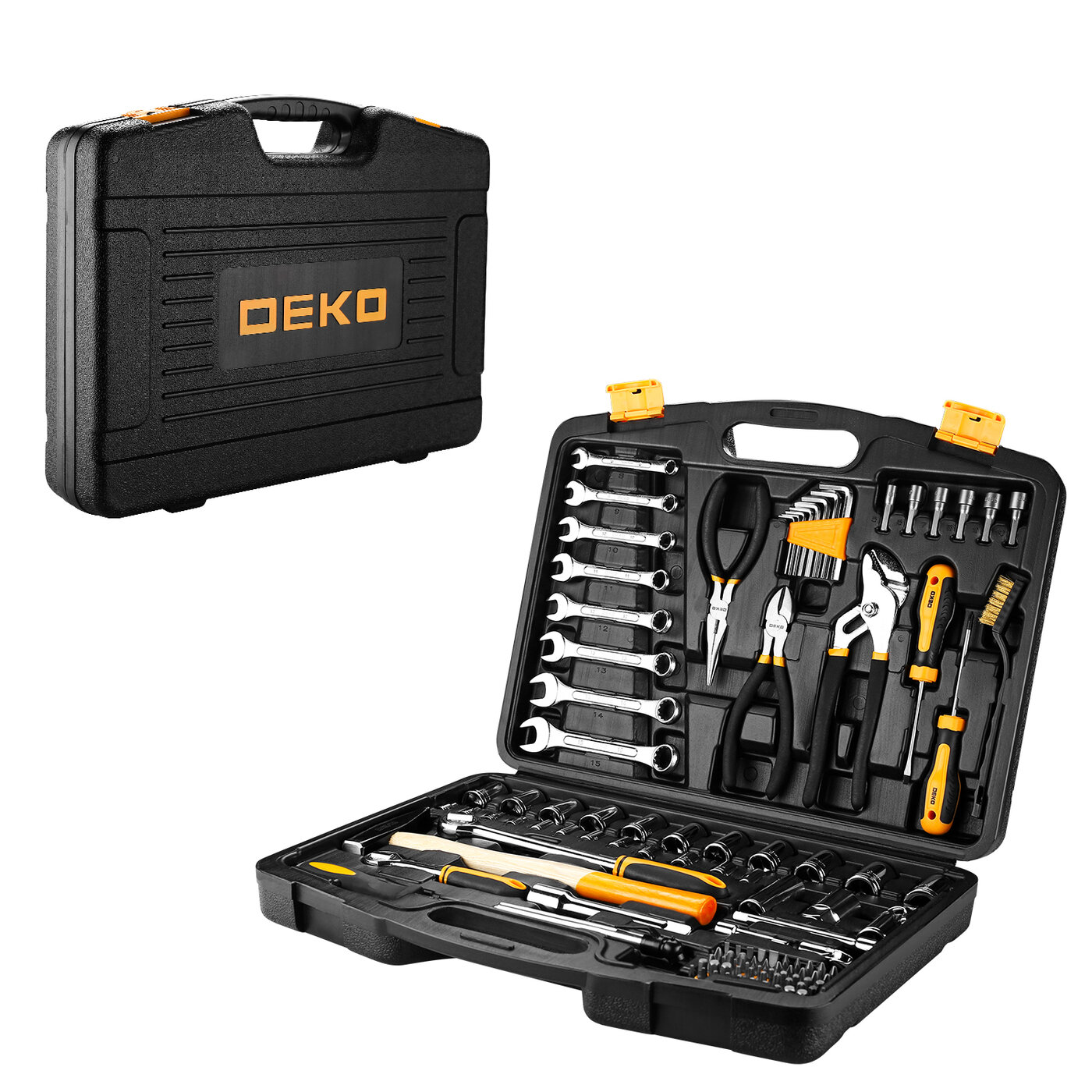 Универсальный набор инструмента для дома и авто в чемодане DEKO DKMT113 (113 предметов)