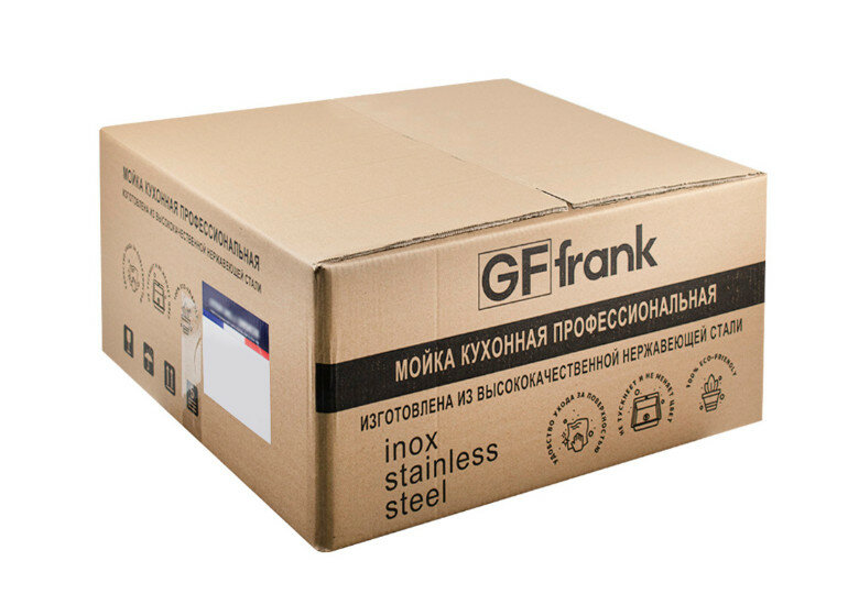 Кухонная мойка из нержавеющей стали GFfrank 50502G 50x50х20см, Графит, матовая поверхность, сифон в комплекте - фотография № 2