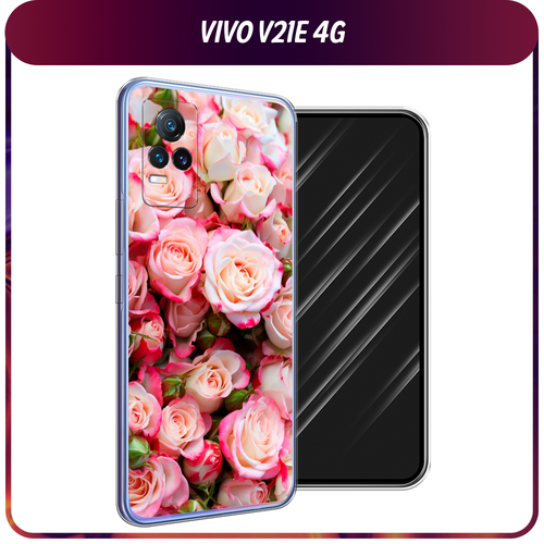 Силиконовый чехол на Vivo V21e 4G / Виво V21e 4G Много роз силиконовый чехол кот с бокалом на vivo v21e 4g виво v21e 4g прозрачный