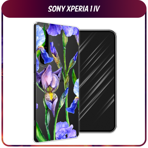 Силиконовый чехол на Sony Xperia 1 IV / Сони Иксперия IV Синие ирисы, прозрачный силиконовый чехол на sony xperia 1 iv сони иксперия 1 iv волны 10