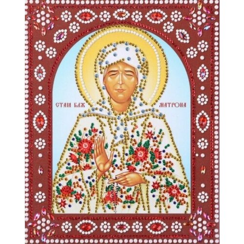 Алмазная мозаика 20х30см Икона Матрона Московская 30 цветов страз картонная коробка 706₽