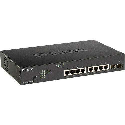 Коммутатор D-Link DGS-1100-10MPV2A3A 10 портов 8x 1Gbs PoE 2x 1Gbs SFP настраиваемый L2 DGS-1100-10MPV2A3A 1436900₽