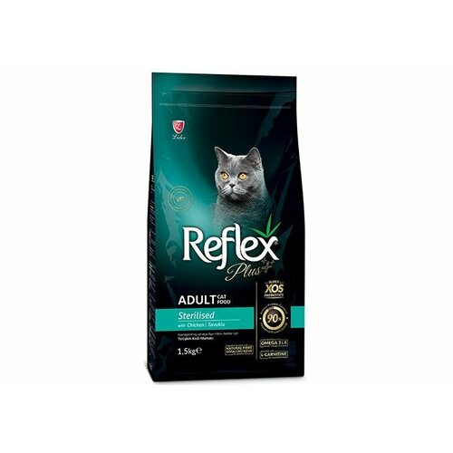 REFLEX Сухой корм для стерилизованных кошек, PLUS Sterilised Adult Cat Food Chicken, с курицей, 1,5 кг