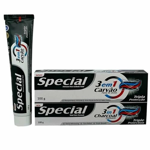 Special Зубная паста Charcoal 3 в 1, бережное отбеливание с углем, 100 г