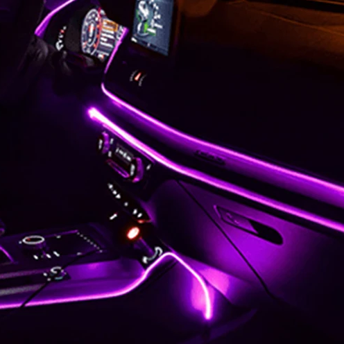 Светодиодная лента для автомобиля, 3 метра фиолетовый, от прикуривателя 12В, атмосферная подсветка салона, неоновая нить, подсветка салона авто, диодный led тюнинг