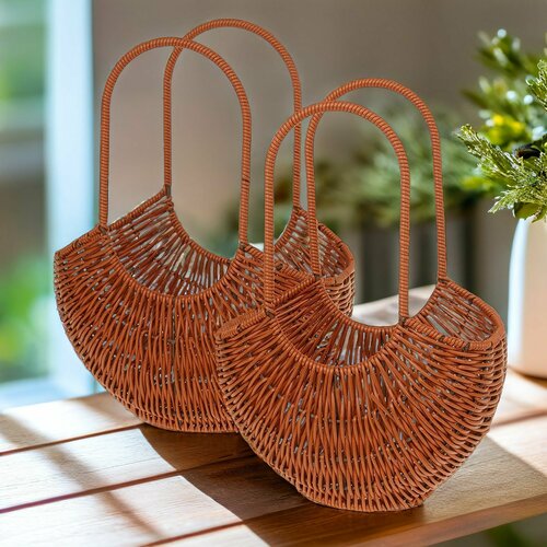 Корзина пластиковая плетеная для хранения и подарков 2шт 3257₽