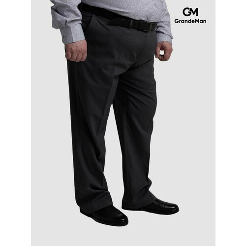 Брюки классические GrandeMan, размер 78/182, серый брюки grandeman размер 78 182 черный синий