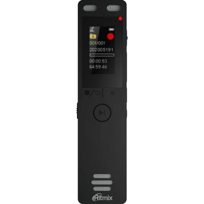 Диктофон RITMIX RR-155, 16Гб, micro SD, APE, MP3, WMA, FLAC, WAV, Jack 3.5, micro USB, черный