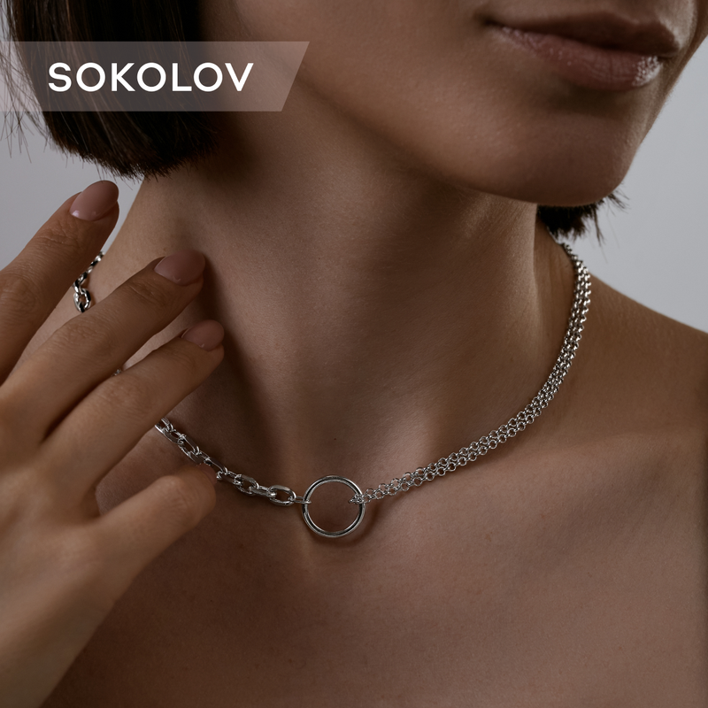 Колье SOKOLOV, серебро, 925 проба, родирование, длина 55 см.