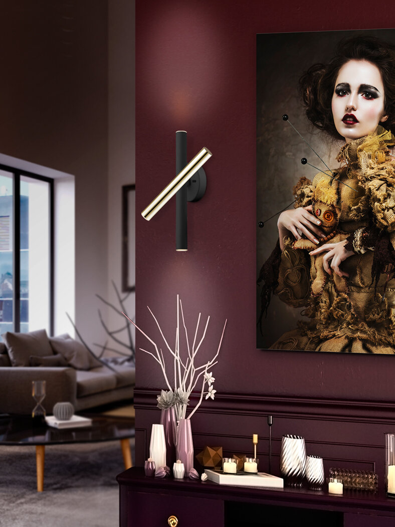 Светильник настенный LED SCHULLER VARAS GOLD/BLACK 373845 110х110х330h