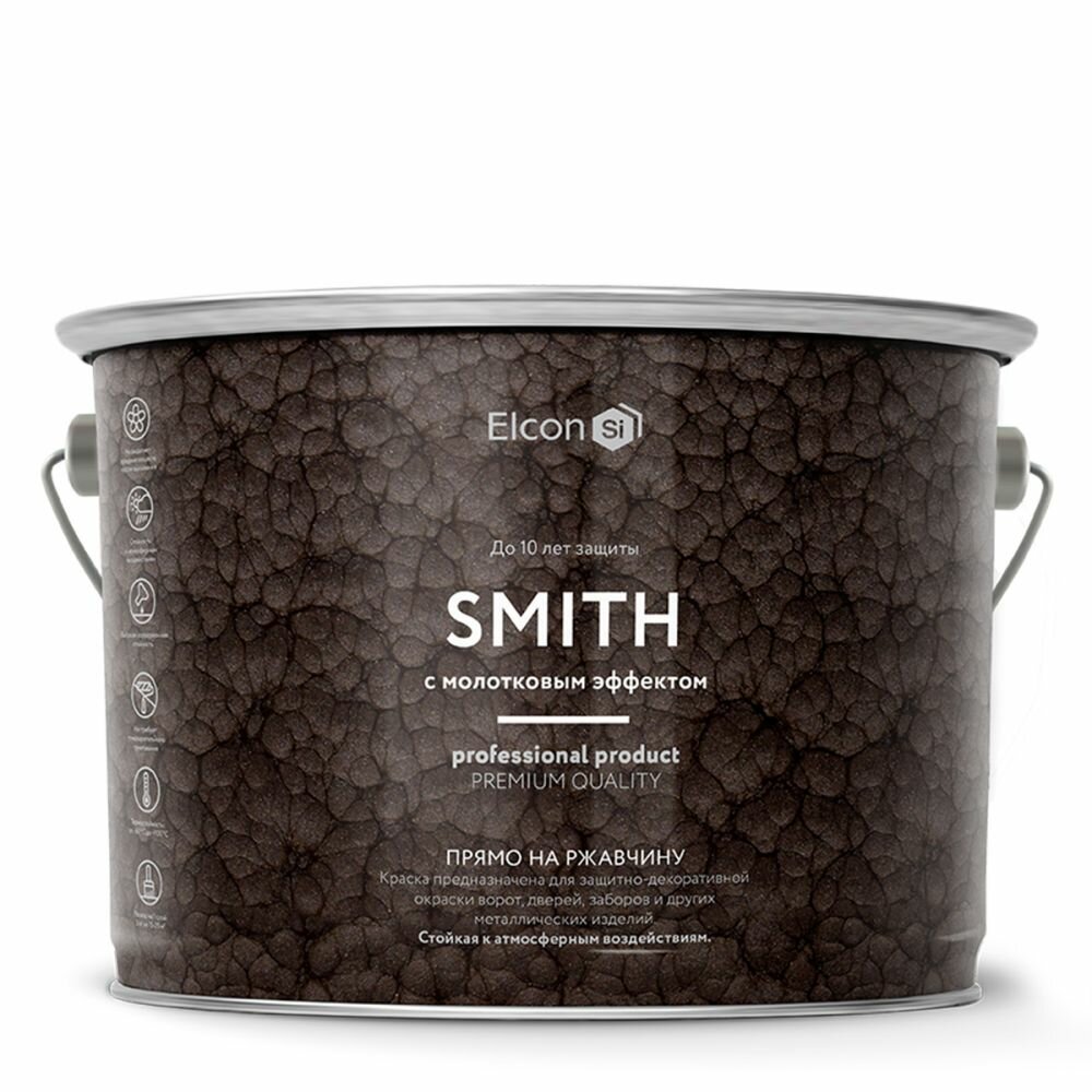 Краска c Молотковым Эффектом Elcon Smith 2кг По Ржавчине 3 в 1 Зеленая / Элкон Смит.