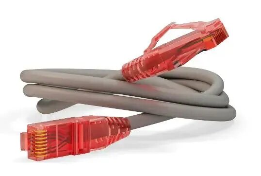 Патч-корд UTP 5E категории 0.5м Hyperline PC-LPM-UTP-RJ45-RJ45-C5e-0.5M-LSZH-GY серый - фото №1