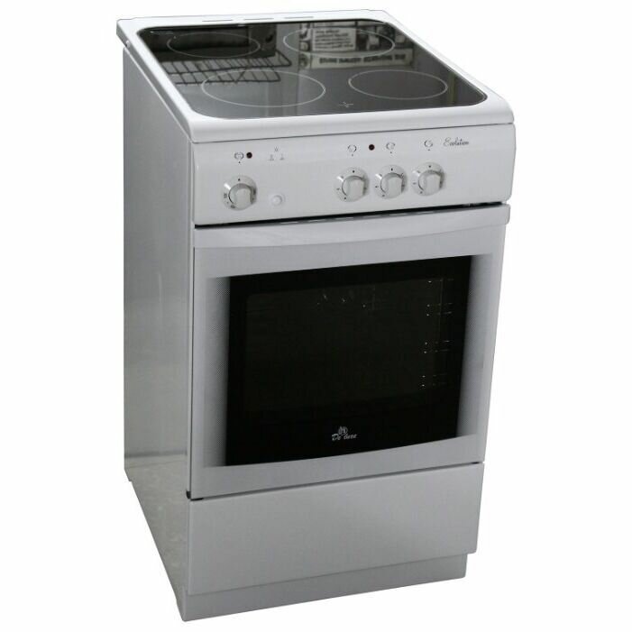 Электрическая плита De Luxe 506003.04эс белый, стеклокерамика, 87x50x60см, электродуховка 54л, класс А