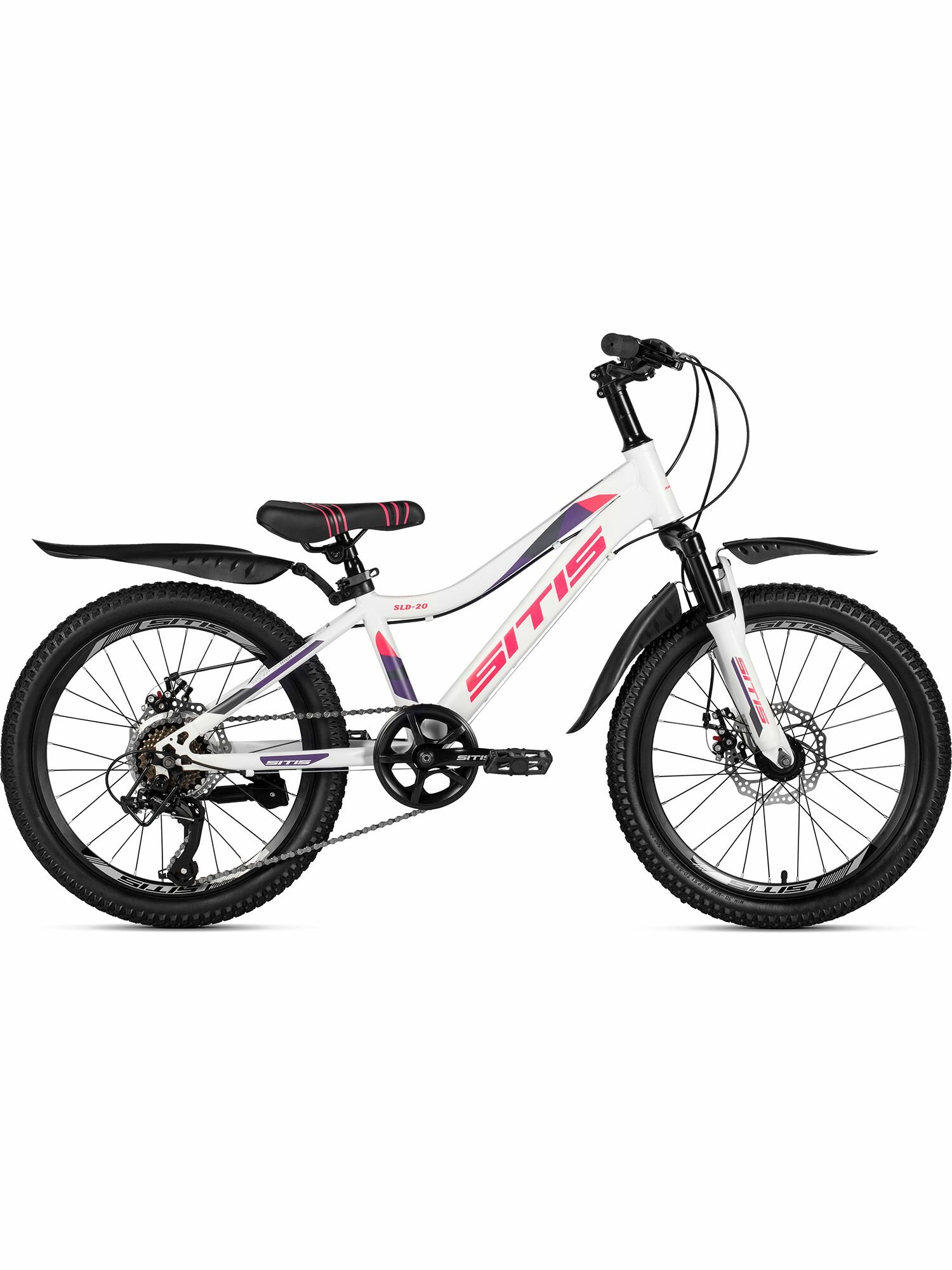 Велосипед горный SITIS SLD 7SP 20" (2025) White-Pink для детей на рост 120-135 см, стальная рама, амортизационная вилка