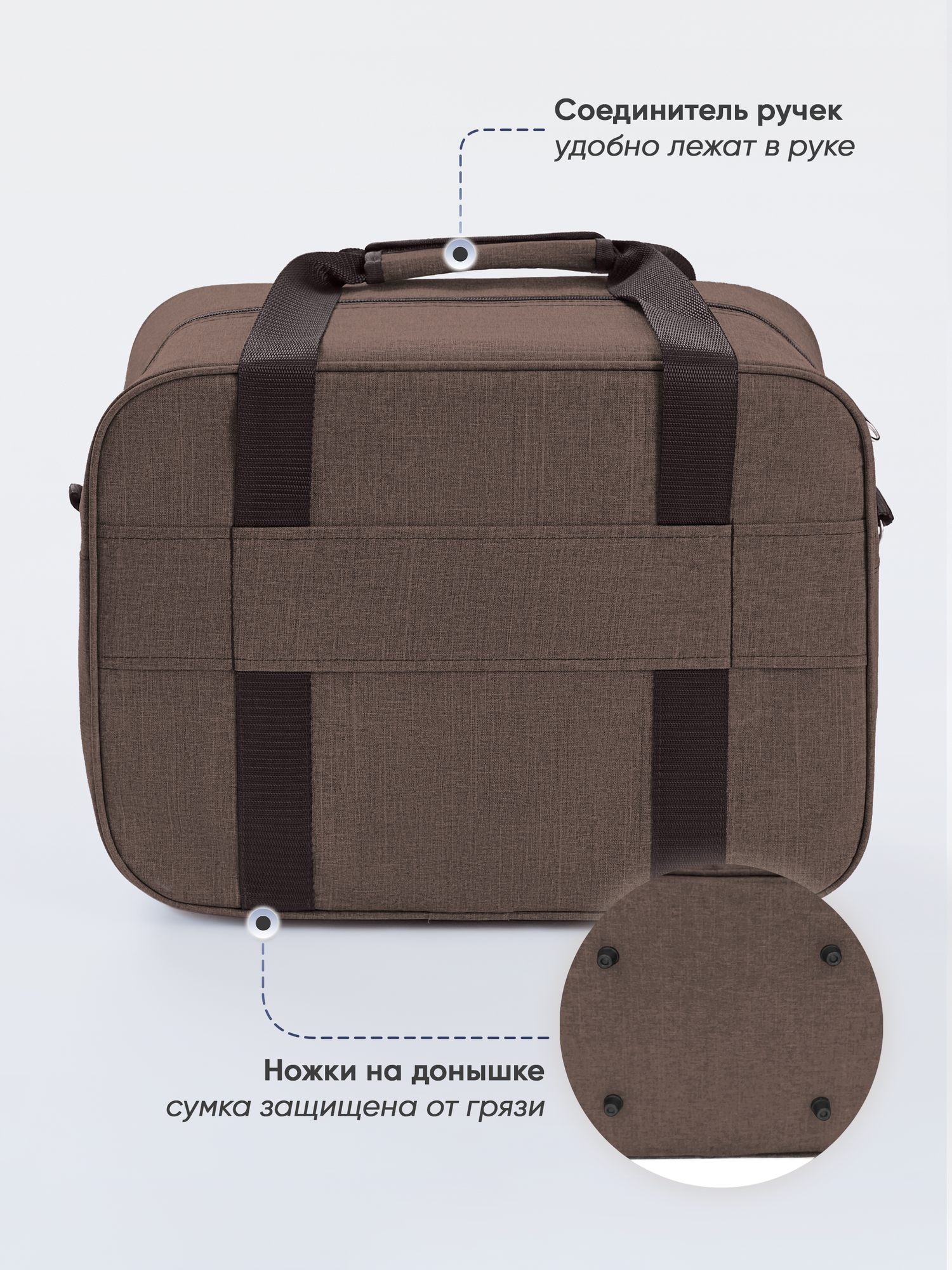 Сумка дорожная PobedaBags, 24 л, 20х30х40 см, ручная кладь, коричневый — фото 1