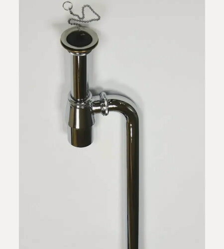 Изображение товара Сифон сливной для раковины с отводом в пол и универсальный выпуск с пробкой AICITY КН024 хром