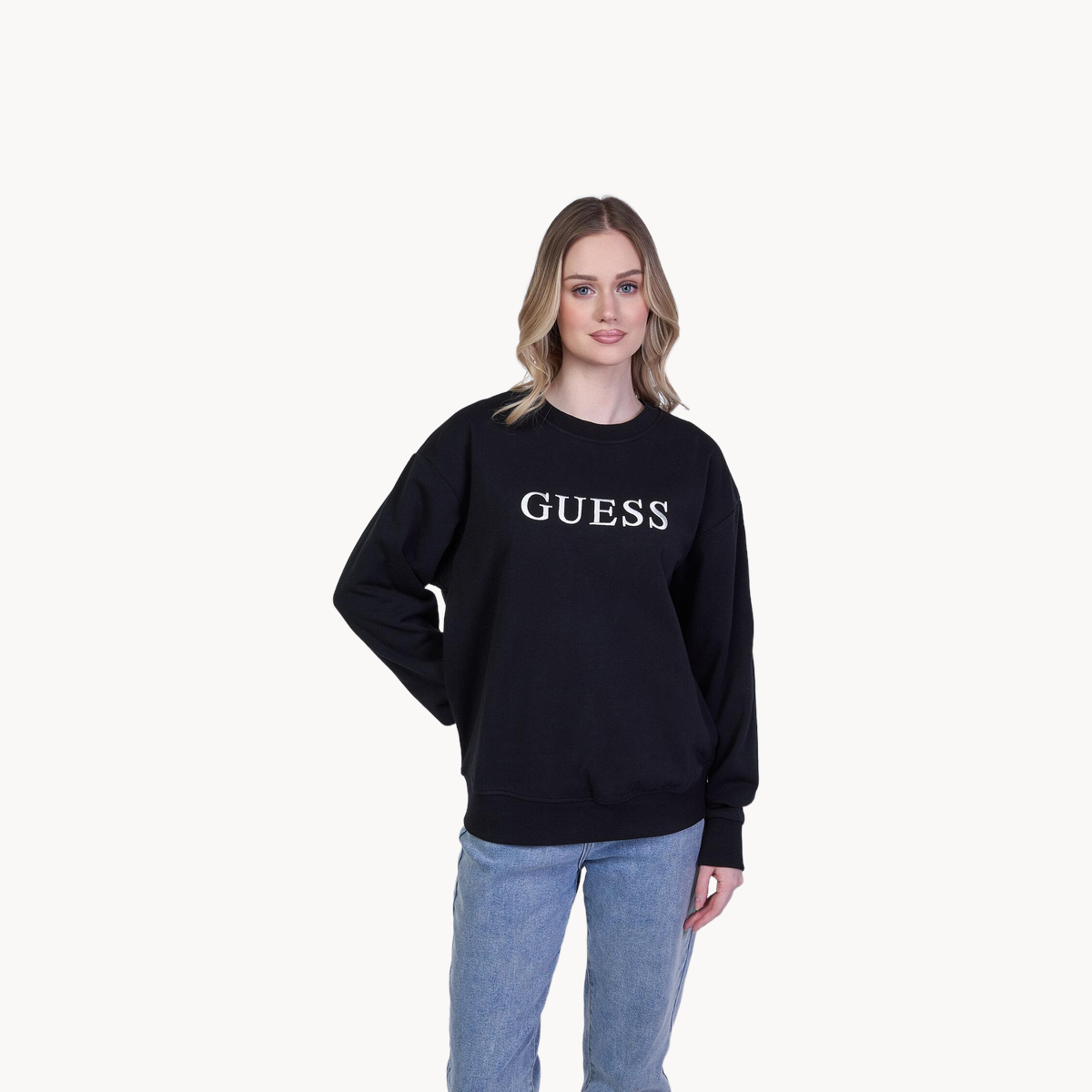 Джемпер GUESS Sofia Round Neck, размер L, черный