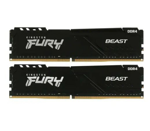 Модуль памяти DIMM 32Gb 2х16Gb DDR4 PC25600 3200MHz Kingston Fury Beast Black (KF432C16BBK2/32)