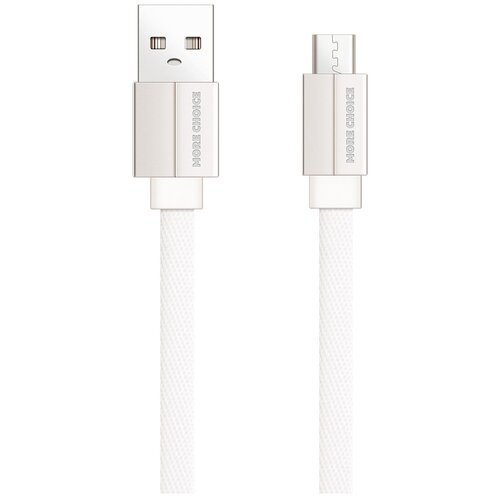 Дата-кабель USB 2.1A для micro плоский USB More choice K20m нейлон 1м White