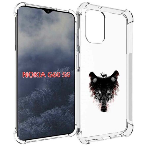 Чехол MyPads волк в траве для Nokia G60 5G задняя-панель-накладка-бампер
