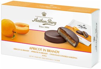 Набор конфет Anthon Berg Абрикос в бренди, темный шоколад, 220 г