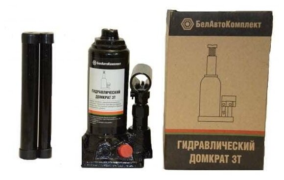 Домкрат бутылочный гидравлический для мототехники БелАК БАК00027 TUV 2 клапана (3 т)