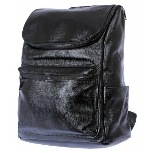 Рюкзак D2D, натуральная кожа, отделение для ноутбука, вмещает А4, черный