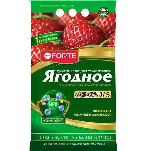 Удобрение ягодное Bona Forte гранулир. 2,5кг добрая сила удобрение bona forte газонное с биодоступным кремнием гранулы пакет 2 5 кг