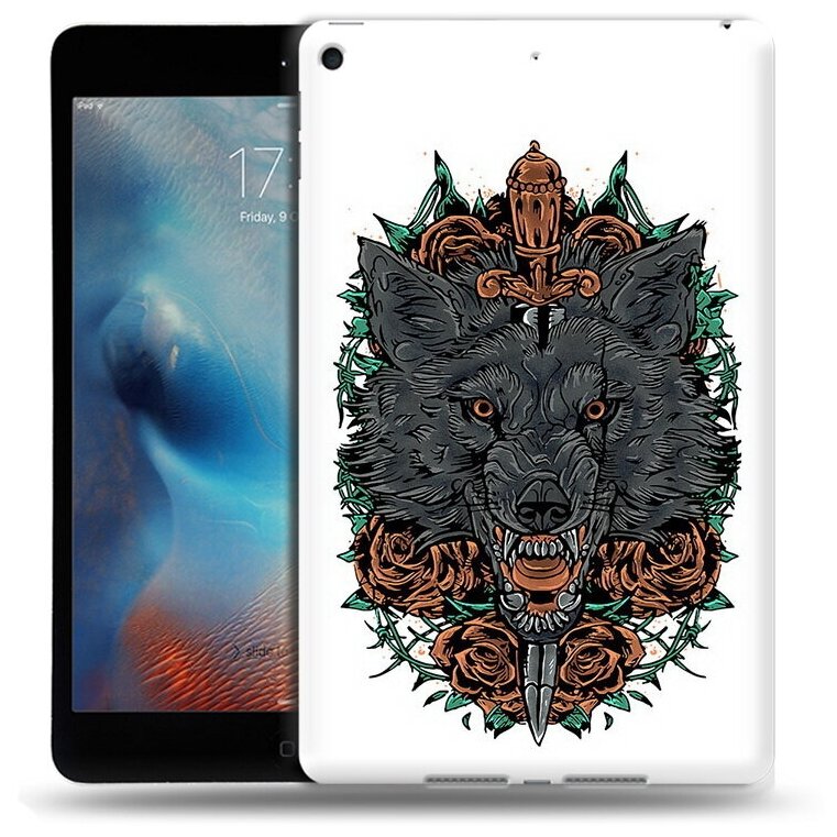 Чехол задняя-панель-накладка-бампер MyPads красивый злой волк для iPad mini 1/iPad mini 2/iPad mini 3-A1432/A1454/A1455/A1489/A1490/A1491/A1599/A1601 противоударный