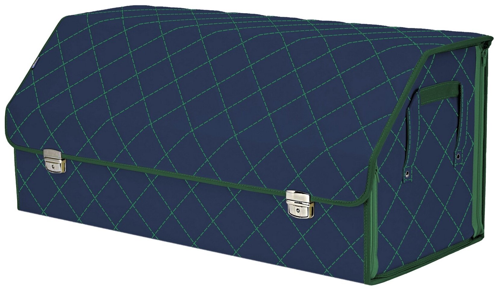Органайзер-саквояж в багажник "Союз Премиум" (размер XXL). Цвет: синий с зеленой прострочкой Ромб.