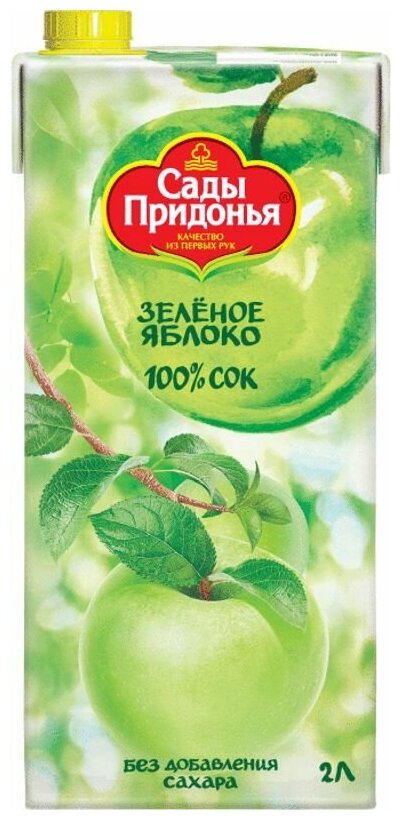 Сок Сады Придонья Яблоко, с крышкой, без сахара, 2 л - фотография № 2