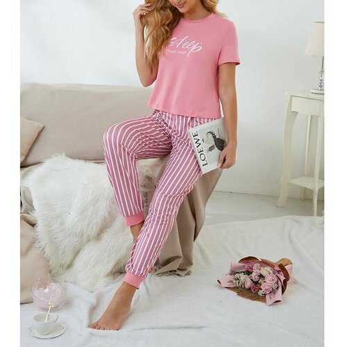 фото Пижама vitoricci, брюки, футболка, короткий рукав, размер 46-48, розовый