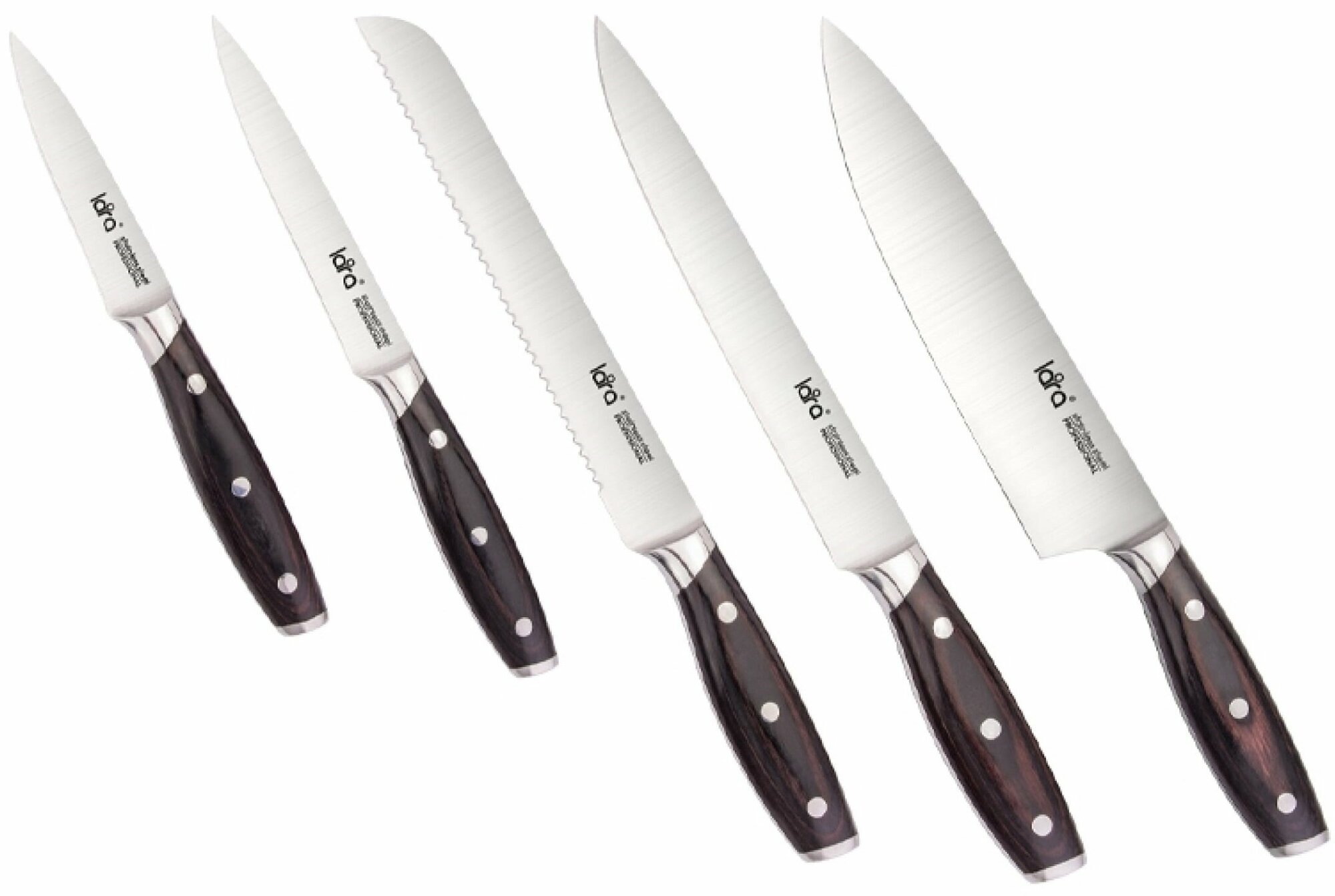 Набор ножей LARA LR05-57, 6 предметов: Подставка (акация) +5 ножей, двухслойная сталь - фотография № 5