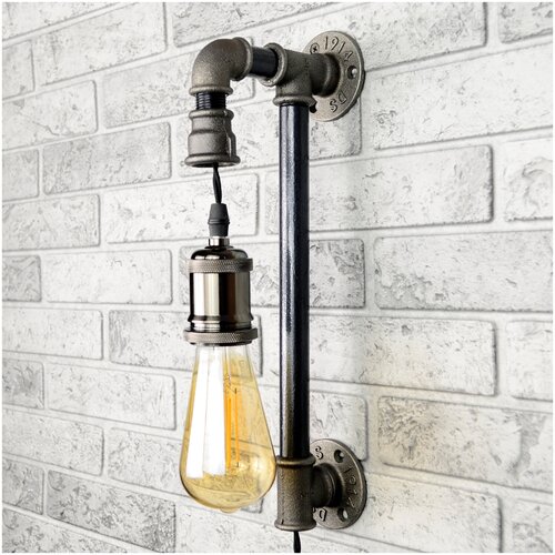 Светильник бра настенный Loft Tricky Pipe, с проводом, с выключателем, бронза