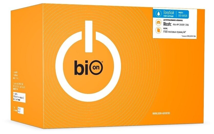 Bion 841928 Тонер-картридж для Ricoh Aficio MP C2003sp /2506 (9'500 стр.) Голубой