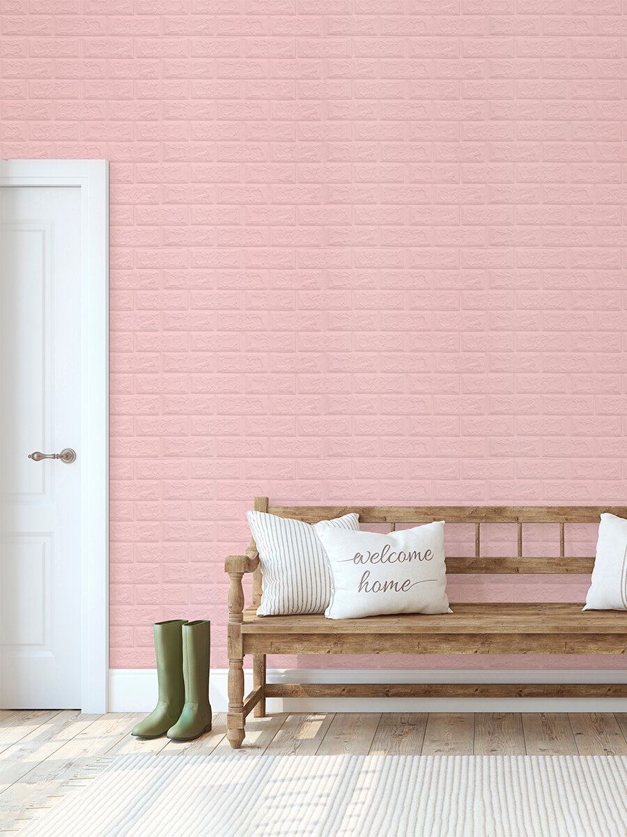 "Росалита" Стеновые панели самоклеящиеся розовые ПВХ мягкие 77х70 см 10 шт - фотография № 10