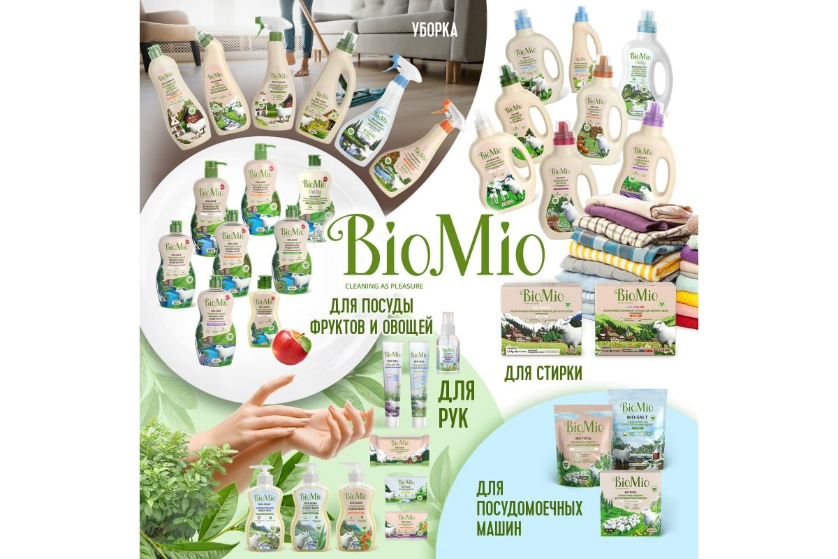 BioMio Средство чистящее для стекол, зеркал, пластика, без запаха, 500 мл (BioMio, ) - фото №7