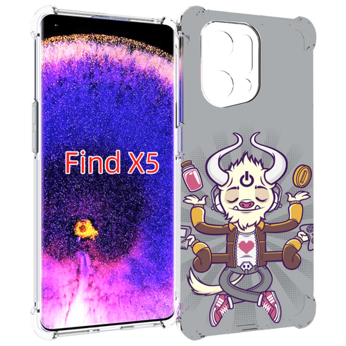 Чехол MyPads рогатый любитель поиграть для Oppo Find X5 задняя-панель-накладка-бампер