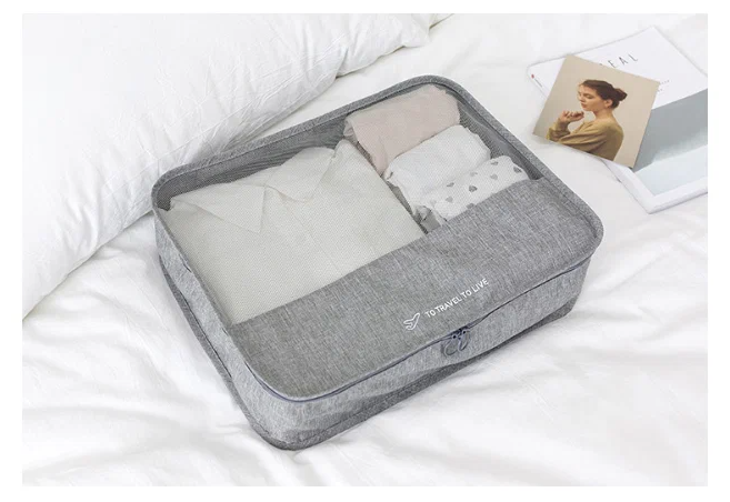 Органайзер дорожный для чемодана 7 в 1 для хранения вещей одежды и белья, набор сумок косметичек - фотография № 3